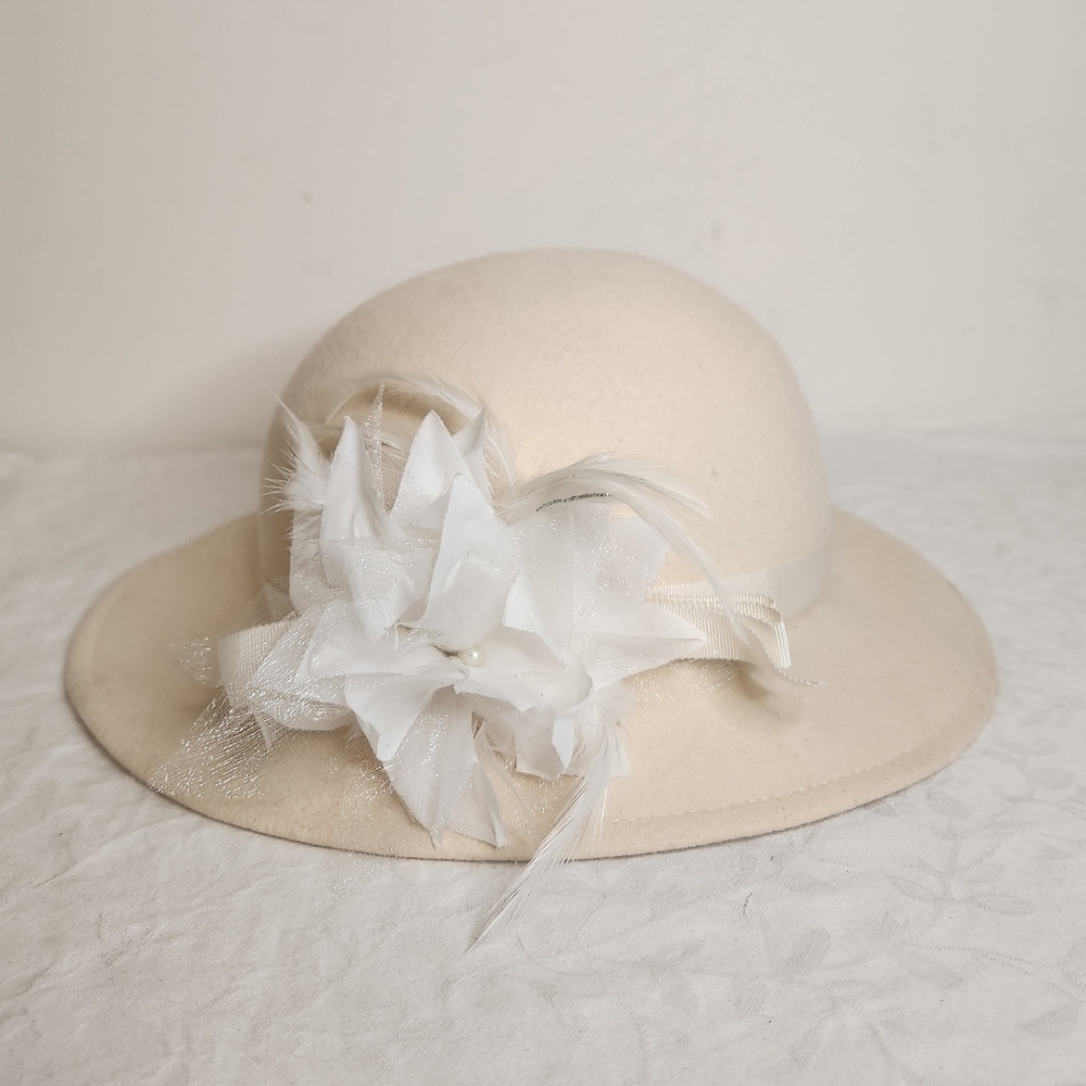 60s Floral Feathered Bowler Hat